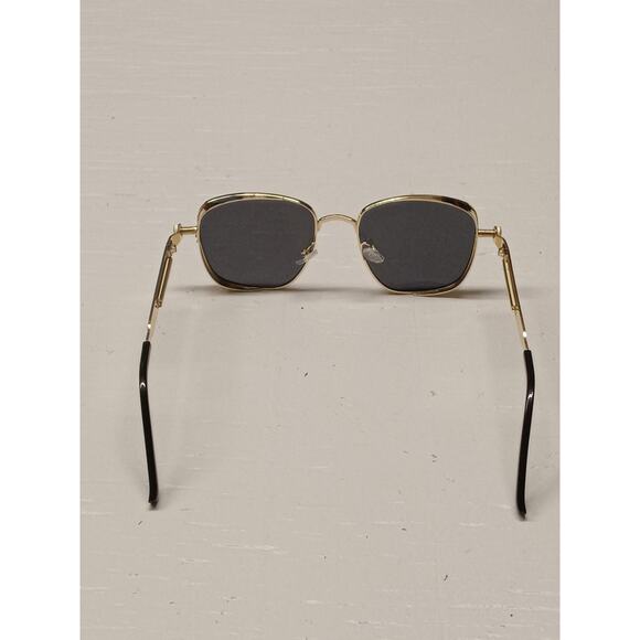 Gold Frame Spring Black Lense Sunglasses New Perfect Condition Adult Unisex UV - Picture 1 of 5